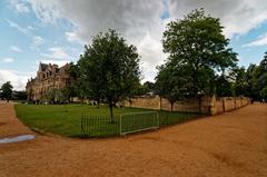 Christ Church Meadow in Oxford with the Meadow Building and Christ Church Cathedral in the background