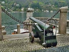 guns at the pier of Isola Bella in Lago Maggiore