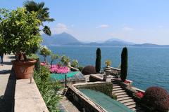 A picturesque view of Isola Bella on Lago Maggiore with lush gardens and historical buildings