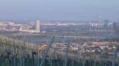 Panoramic view of Vienna districts Döbling, Brigittenau, Floridsdorf, and Donaustadt