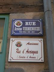 bilingual French-Occitan street sign in Aurillac, Auvergne