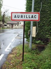 Aurillac city limit sign in Cantal, France