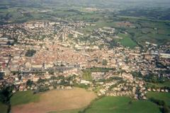 Aerial view of Aurillac in Cantal, France