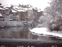 River Jordanne in the center of Aurillac, Cantal, France