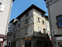 Half-timbered house on Rue des Fargues in Aurillac, Cantal, France