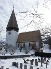 Church of Saanen with snow