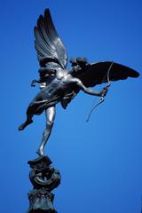 Shaftesbury Memorial Fountain, also known as Eros, located in Piccadilly Circus, London