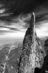 Agulha do Diabo mountain in black and white