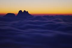 Sunrise over the Three Peaks in Serra dos Órgãos National Park, Brazil