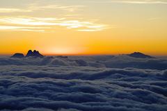 Dawn at Serra dos Órgãos with Three Peaks and Caledônia mountains