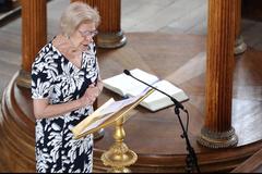 Commandant Anthea Larken making an address