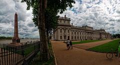 Old Royal Naval College and Bellot Memorial on Thames riverbank