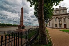 Old Royal Naval College in Greenwich from Thames riverbank