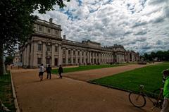 Old Royal Naval College and Bellot Memorial on Thames riverbank