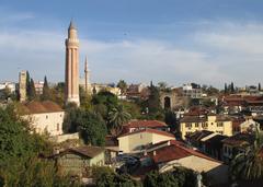 Old Town with Yivli Minaret, Tekeli Mehmet Pasha Mosque, and Clock Tower in Kaleiçi