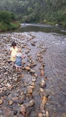 Children using traditional fish traps in the Upper Murray River