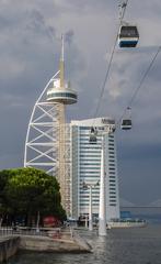 Vasco da Gama Tower in Lisbon at night