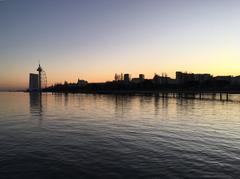 Lisbon cityscape with the 25 de Abril Bridge in the background