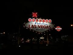 Welcome to Fabulous Las Vegas sign at night in Paradise, Nevada