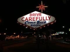 Back of the 'Welcome to Fabulous Las Vegas' sign at night