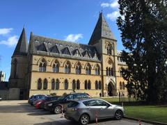 Panoramic view of Oxford, UK with historic buildings and lush greenery