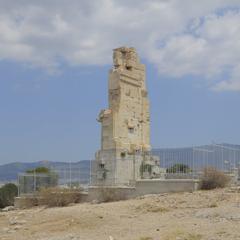 Philopappos Monument backside view on Philopappos Hill in Athens, Greece