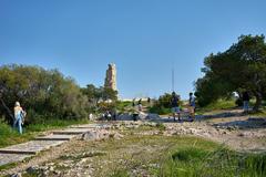 View of Philopappos Hill with the Monument of Philopappos in the distance