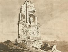 The monument of Philopappos on Moussion Hill in Athens from the north-east, painted by Peytier Eugène between 1828-1836