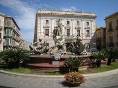 Fontana di Diana at Archimedes square in Syracuse, Sicily, Italy