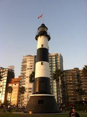 Miraflores lighthouse with surrounding highrises in Lima, Peru