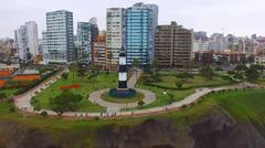 Lima skyline with modern buildings and coast