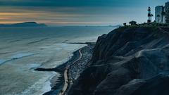 Miraflores Lighthouse on a cliffside in Miraflores, Peru