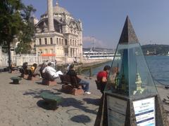 Istanbul Ortaköy coastline with tea gardens and a clear view of the Bosphorus