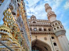 Beautiful earrings in front of Charminar