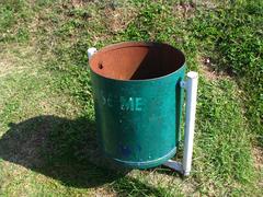 Colorful garbage cans in Srinagar botanical gardens