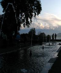 Playful fountains at Nishat Bagh Mughal gardens