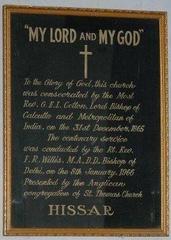 Plaque at St. Thomas Church, Hisar