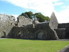 Ruins of the cloister at Claregalway Friary, Claregalway, Ireland