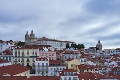 Mosteiro de São Vicente de Fora and Church of Santa Engrácia as seen from Miradouro das Portas do Sol in Alfama, Lisbon