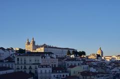 Miradouro das Portas do Sol with Mosteiro de São Vicente de Fora and Church of Santa Engrácia in Alfama, Lisbon