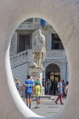 Leaning Tower of Pisa in Italy with blue sky