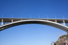 Arrábida Bridge spanning over the Douro River in Porto, Portugal