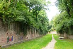 Fort X defensive structure with green area in Neusser Wall 33, Cologne