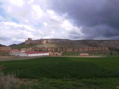 Panoramic view of Berlanga de Duero with medieval castle and surrounding landscape