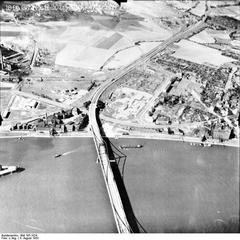 Aerial view of Uerdingen in 1953 during Allied reconnaissance of the Rhine area