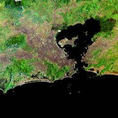 Aerial view of Rio de Janeiro including Sugarloaf Mountain and Guanabara Bay