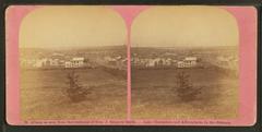 Panoramic view of St. Albans with Lake Champlain and Adirondacks in the distance