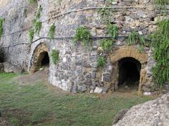 Ancient Roman ruins in Ercolano with Mount Vesuvius in the background