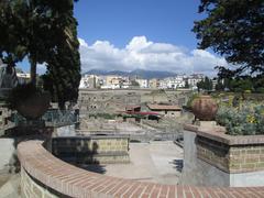 Mount Vesuvius overlooking modern and ancient Herculaneum