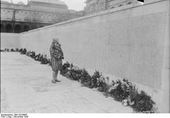 Munich war memorial decorated with flowers in front of the Army Museum